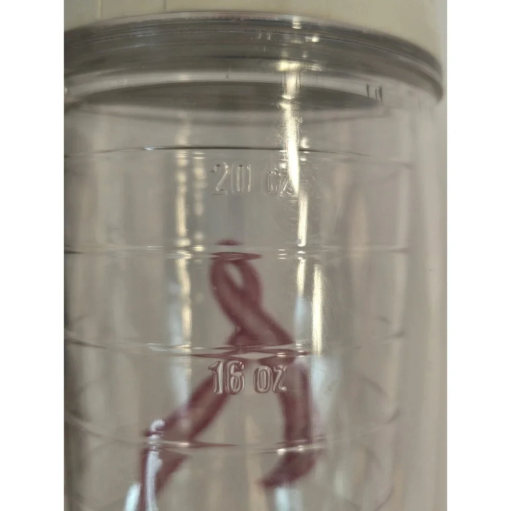 Tervis 20 oz‎ Tumbler Pink Breast Cancer Awareness Fabric Ribbon Flip Top NWOT